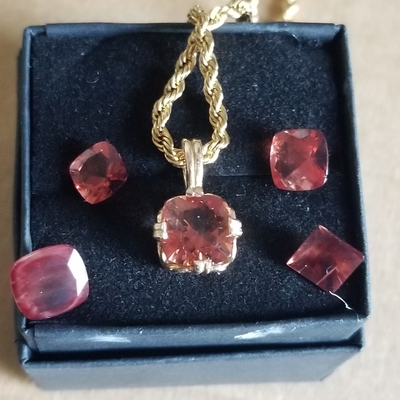 Easter Sale Vintage custom made 14k andesine sunstone  charm chain - Picture 6 of 16